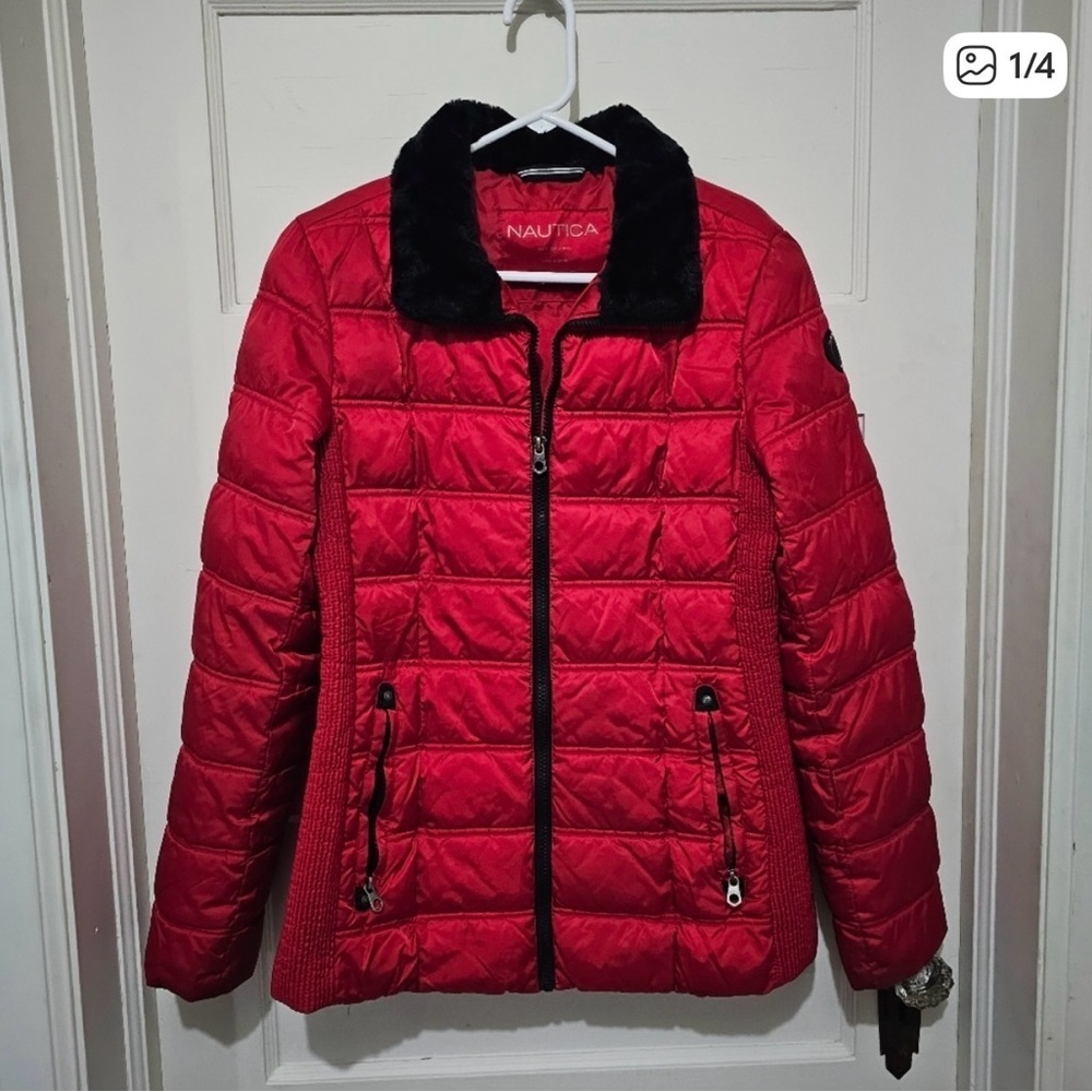 Nautica Women's Vibrant Red Puffer Jacket